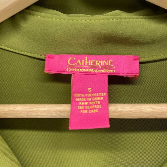 Catherine Blouse Women L Large Green Collared Long Sleeve Pullover Casual Solid - Picture 3 of 6
